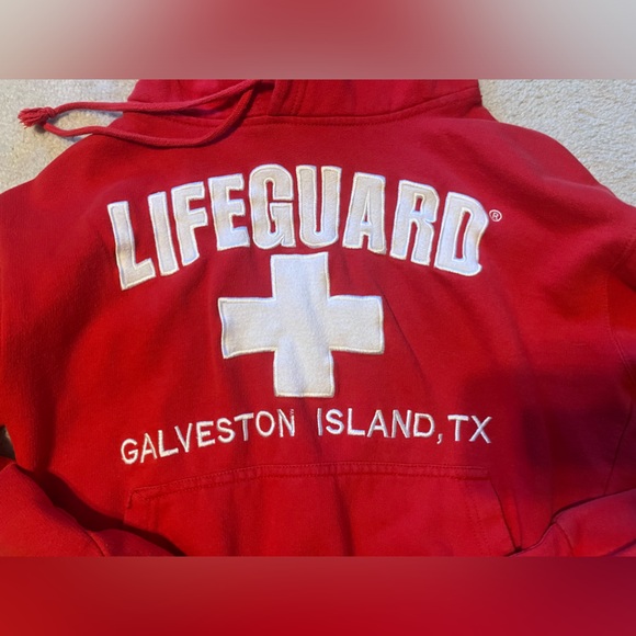 Lifeguard Galveston Island Red Sweater Hoodie - Picture 2 of 4